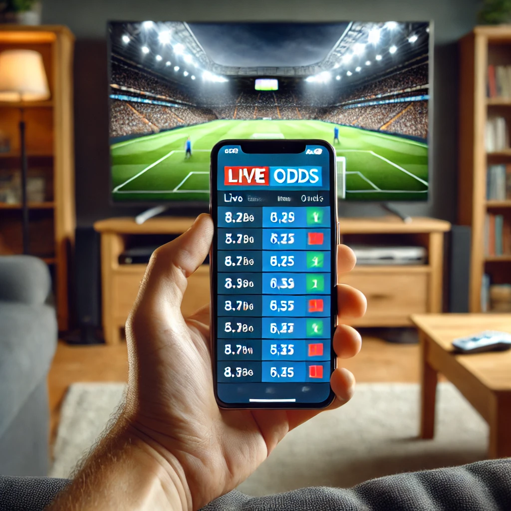 Live in-play betting on a smartphone during a sports event